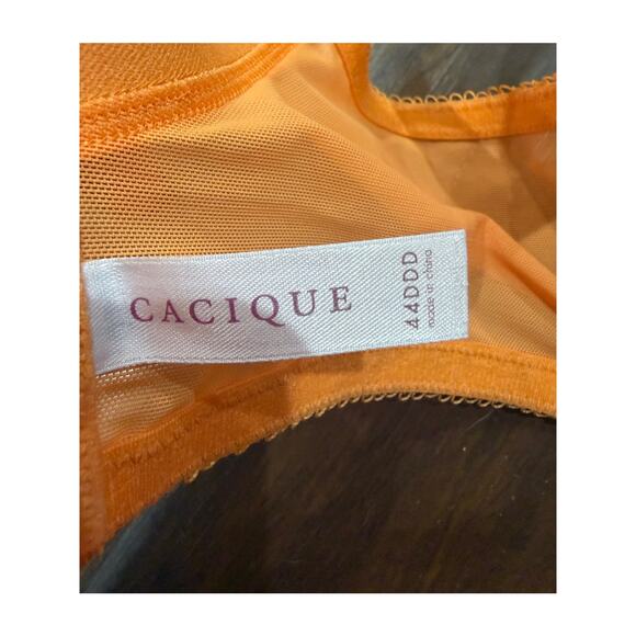 Lane Bryant Cacique Lightly Padded Bra 44DDD Orange and Pink Floral Lace - Picture 3 of 5